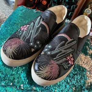 Embroidered Cactus Slide On shoes slip on style cute modern